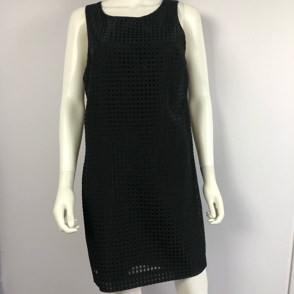 1. State Black Textured Print Dress Sleeveless L